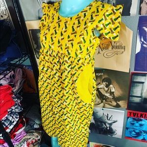 🌼 Vintage 1960’s Boho Cotton Dress with Pockets YELLOW COTTON
